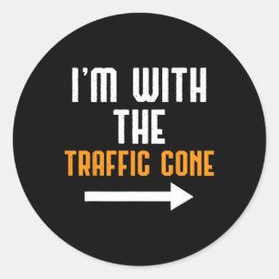 I'm With The Traffic Cone Costume Funny Halloween  Classic Round Sticker