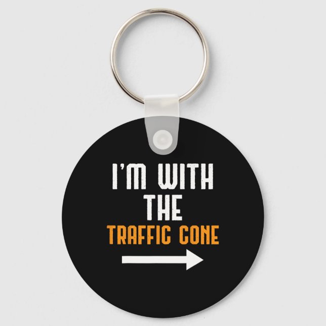 I'm With The Traffic Cone Costume Funny Halloween  Key Ring (Front)