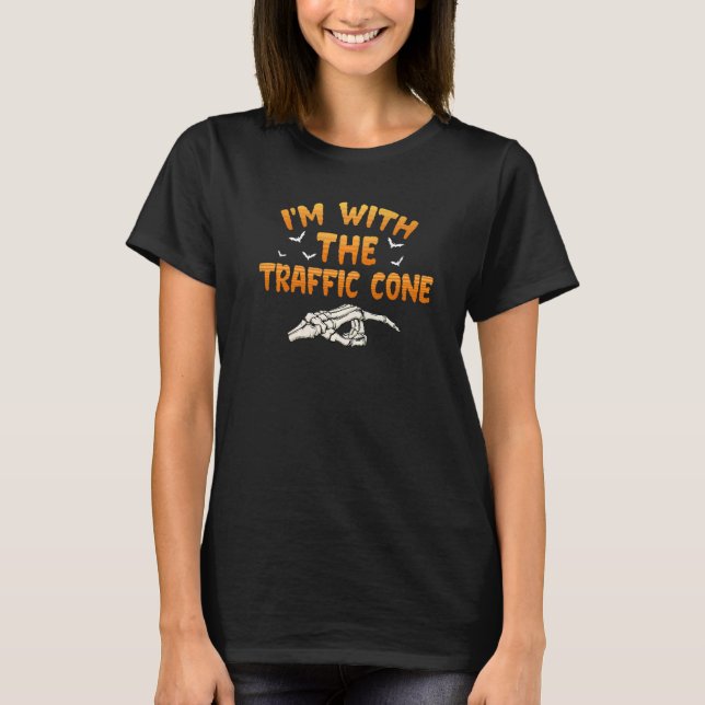 I'm With The Traffic Cone Halloween Couples Costum T-Shirt (Front)