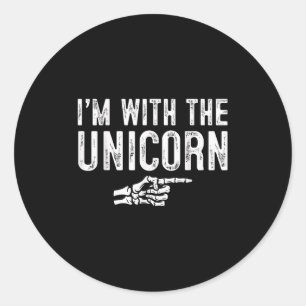 I'm With The Unicorn Easy Costume Halloween Couple Classic Round Sticker