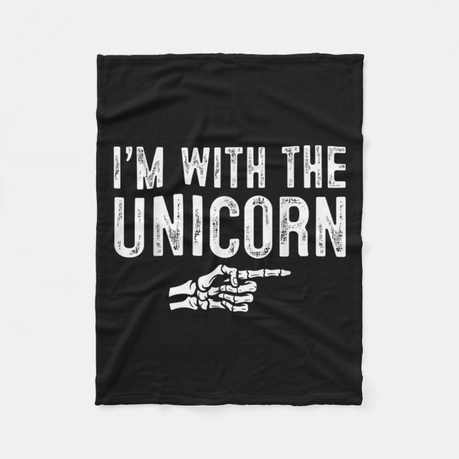 I'm With The Unicorn Easy Costume Halloween Couple Fleece Blanket (Front)