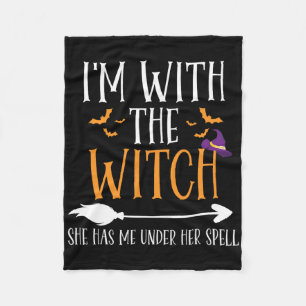 I'm With The Witch Funny Halloween Couples Costume Fleece Blanket