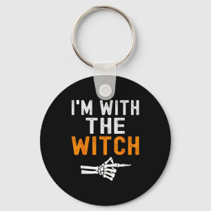 I'm With The Witch Funny Skeleton Halloween Matchi Key Ring