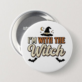 I'm With the Witch Halloween 7.5 Cm Round Badge