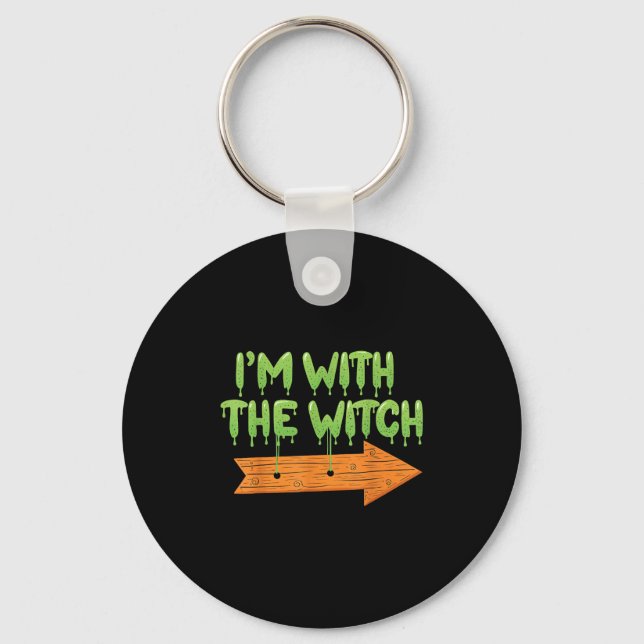 I'm With The Witch Halloween Couples Matching Soky Key Ring (Front)