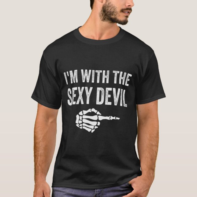 I'm With The Y Devil Halloween Couples Costume  T-Shirt (Front)