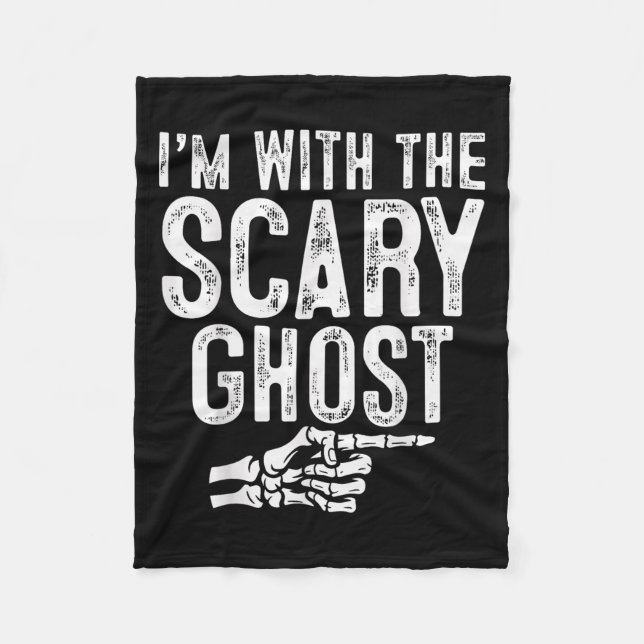 I'm With The Y Ghost Easy Costume Halloween Couple Fleece Blanket (Front)