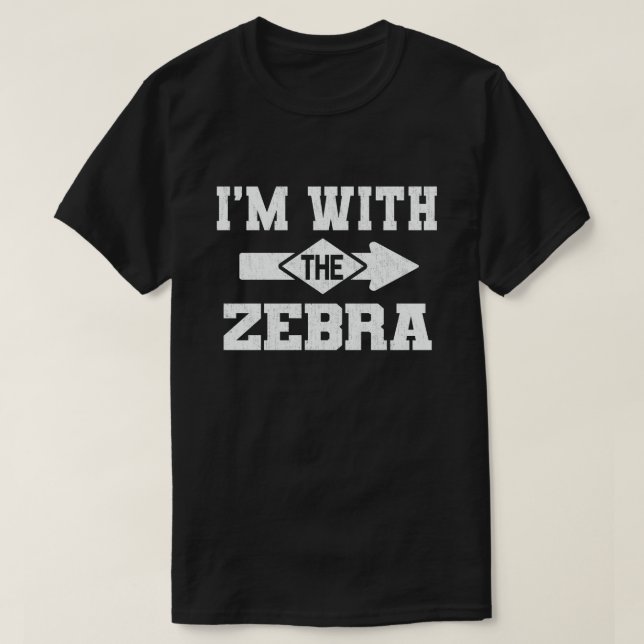 I'm With The zebra Funny Couple Halloween Costume T-Shirt (Design Front)
