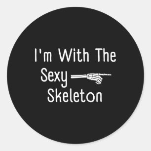 I'm With Y Skeleton Halloween Costume Funny Last M Classic Round Sticker