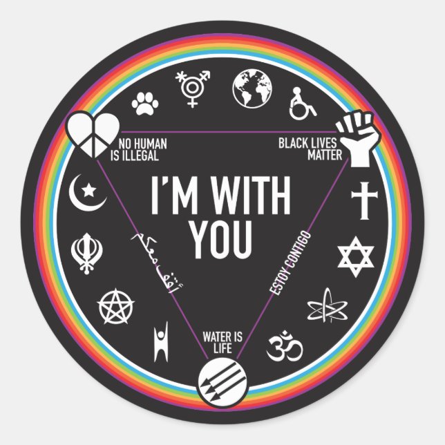 I'm With You activist gear. Proceeds to the ACLU! Classic Round Sticker (Front)