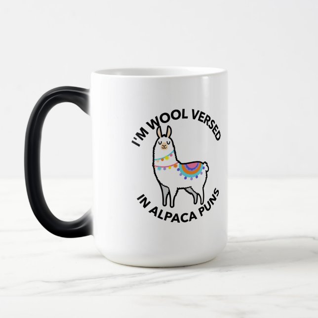 I'm wool versed in alpaca puns magic mug (Left)