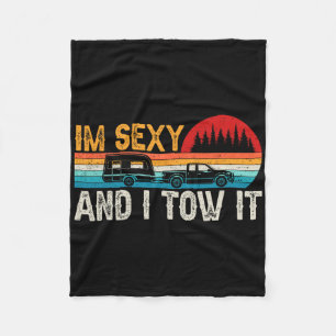 I'm Y And I Tow It Retro Camp Trees Hike Hiking Ca Fleece Blanket