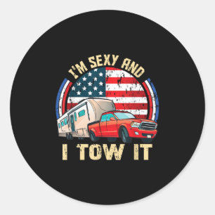 Im Y And I Tow It Retro Vintage Camping Rv  Classic Round Sticker