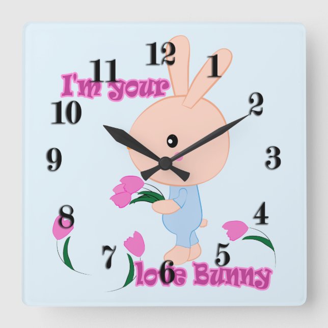 I'm your favorite Bunny Square Wall Clock (Front)
