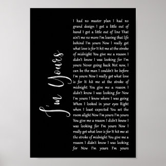 I'm Yours Black Script Song Lyric Wall Art Print