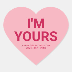 I'm yours cute Valentine's Day custom conversation Heart Sticker