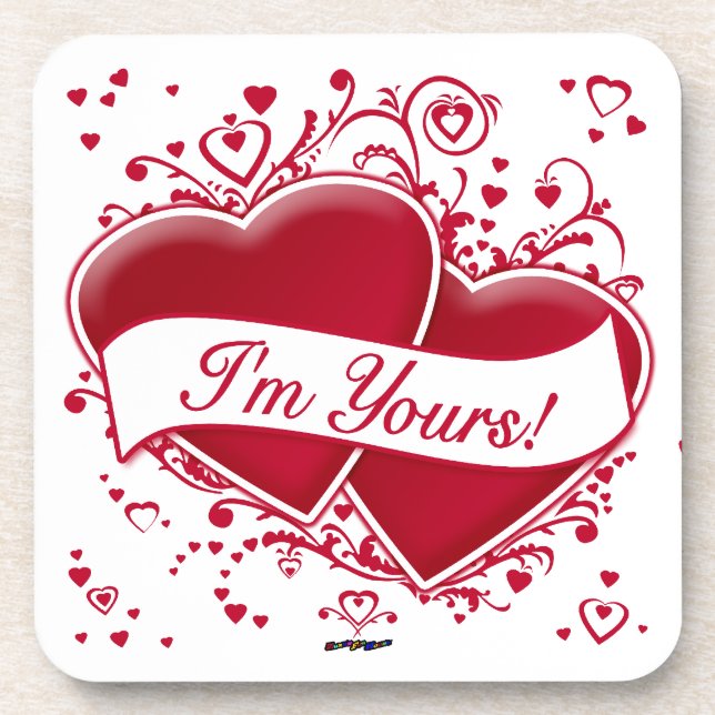 I'm Yours! Red Hearts Coaster (Front)
