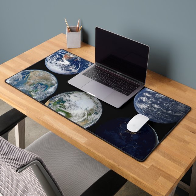 Image Comparison Of Iconic Views Of Planet Earth. Desk Mat (Office 2)