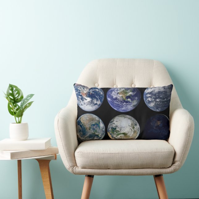 Image Comparison Of Iconic Views Of Planet Earth. Lumbar Cushion (Chair)