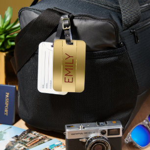 Image Metallic Gold Background Luggage Tag