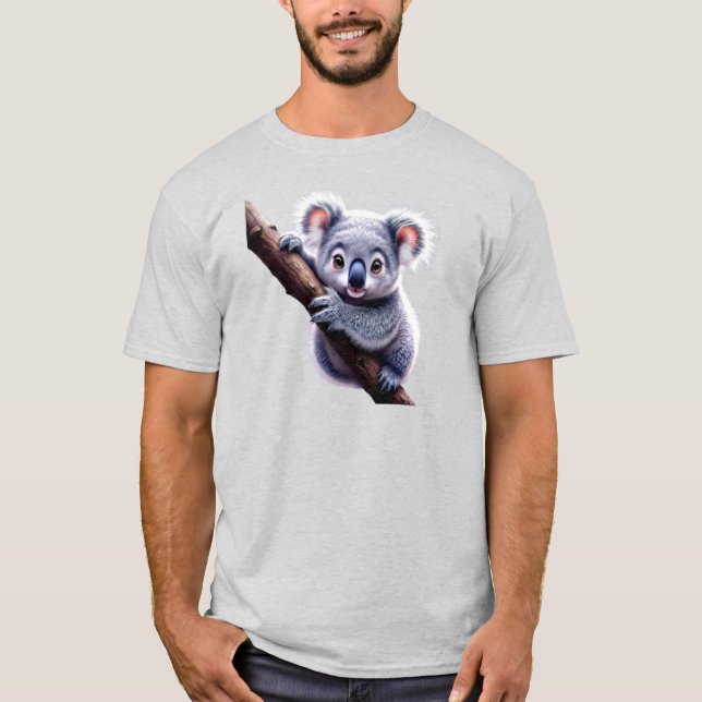 Image of a cute koala on a branch. T-Shirt (Front)