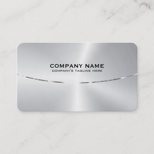 Image of a Luxury Metallic Faux Silver Texture Business Card (Front)