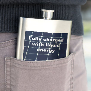 Image of a solar power panel funny hip flask