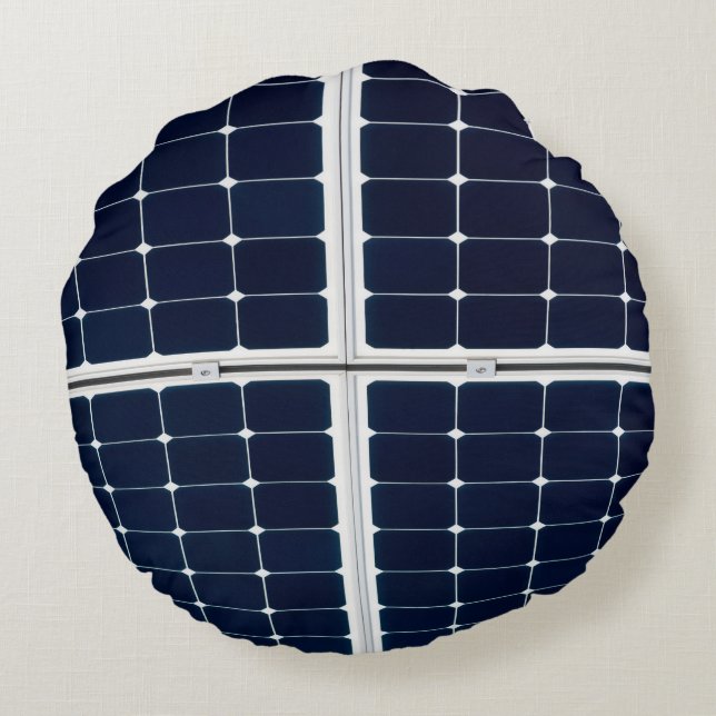 Image of a solar power panel funny round cushion (Back)