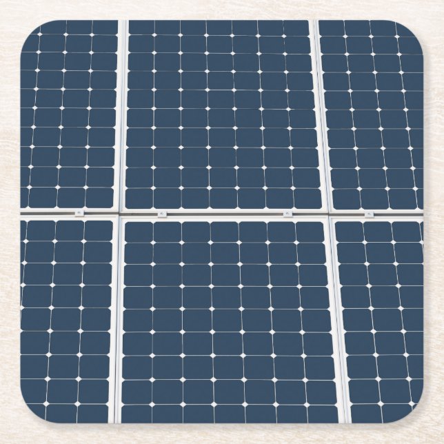 Image of a solar power panel funny square paper coaster (Front)