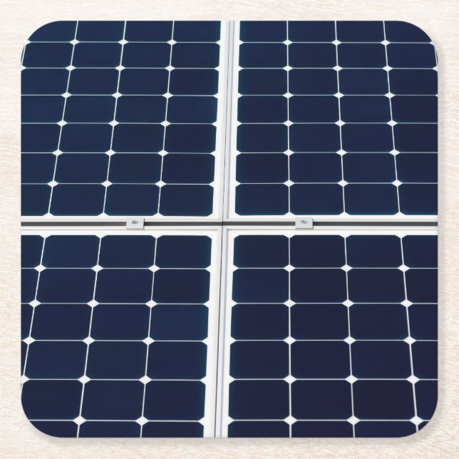 Image of a solar power panel funny square paper coaster (Front)