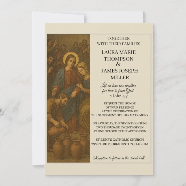 Image Of Cana Wedding Bible Wedding Invitation (Front)