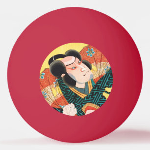 Image of kabuki actor on folding fan Utagawa ukiyo Ping Pong Ball