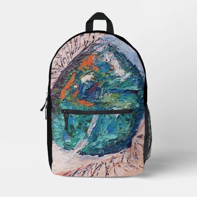 Image of my work Seeing Behind the Eyes Printed Backpack (Front)