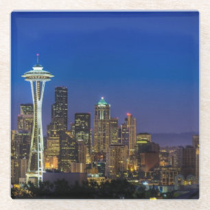Image of Seattle Skyline in morning hours. Glass Coaster