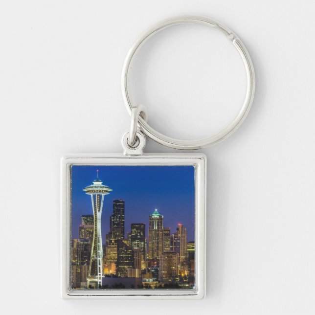 Image of Seattle Skyline in morning hours. Key Ring (Front)