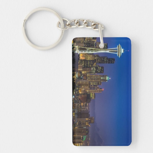 Image of Seattle Skyline in morning hours. Key Ring (Front)