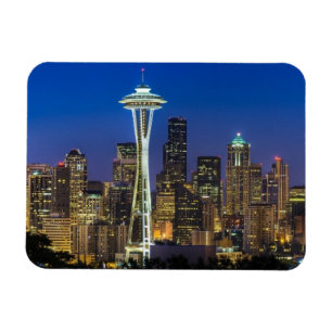 Image of Seattle Skyline in morning hours. Magnet
