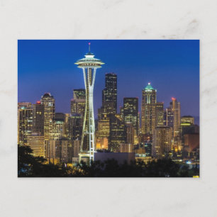 Image of Seattle Skyline in morning hours. Postcard