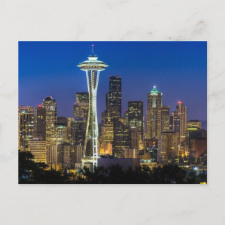Image of Seattle Skyline in morning hours. Postcard