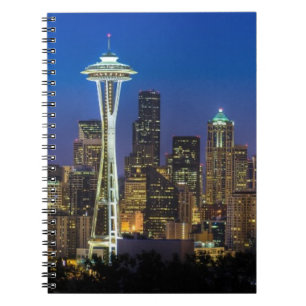 Image of Seattle Skyline in morning hours. Spiral Notebook