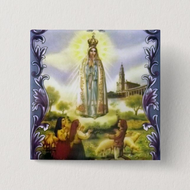 Image of the apparition Our Lady of Fatima 15 Cm Square Badge (Front)