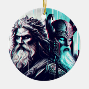  image of the gods zeus and odin togethe ceramic tree decoration