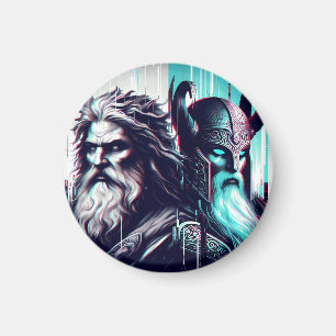 image of the gods zeus and odin togethe magnet