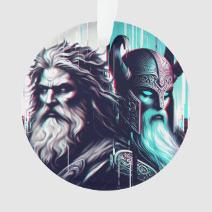 image of the gods zeus and odin togethe ornament