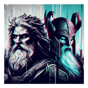  image of the gods zeus and odin togethe poster