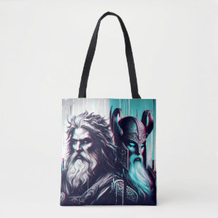 image of the gods zeus and odin togethe tote bag