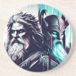 image of the gods zeus and odin together coaster