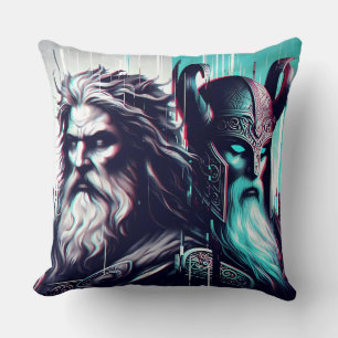 image of the gods zeus and odin together cushion