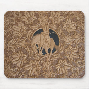 Image of tooled leather work mouse pad