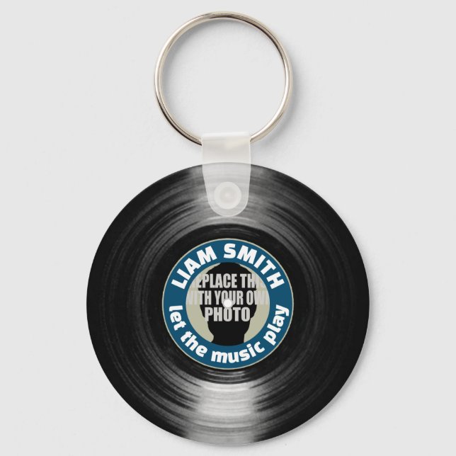 Image or Photo Vinyl Record Key Ring (Front)